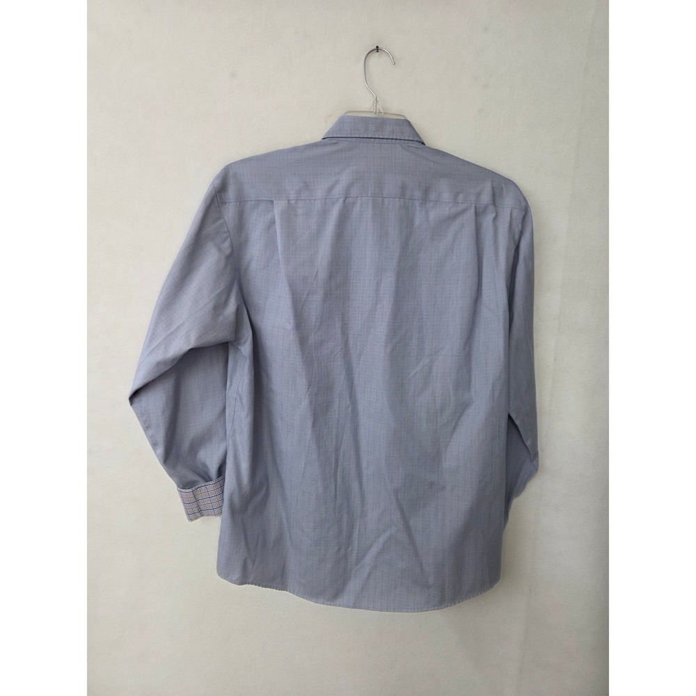 Jos A Bank Reserve Mens Blue Micro Plaid Egyptian Cotton Shirt Traditional Fit M - Picture 2 of 9